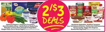 Stop&Shop Hothouse peppers • hothouse cucumbers dole shredded lettuce • barilla pasta or ready pasta birds eye or green giant steamfres offer