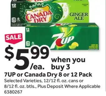 Stop&Shop 7up or canada dry 8 or 12 pack offer