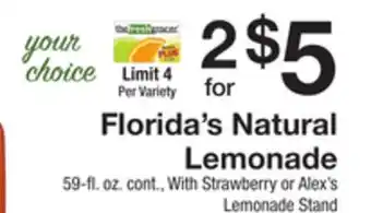 The Fresh Grocer Natural lemonade offer