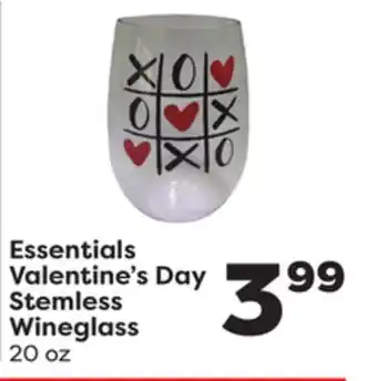 Weis Markets Essentials valentine's day stemless wineglass offer