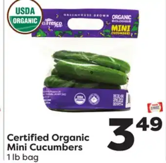 Weis Markets Certified organic mini cucumbers offer