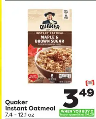 Weis Markets Quaker instant oatmeal offer
