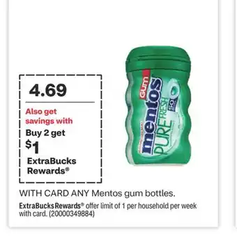 CVS Any mentos gum bottles offer