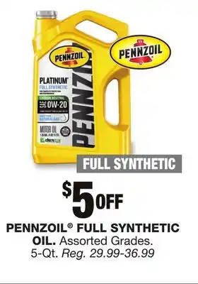 Blain's Farm & Fleet Pennzoil full synthetic oil offer