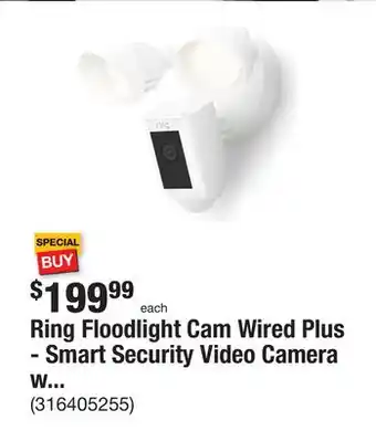 The Home Depot Ring floodlight cam wired plus - smart security video camera with 2 led lights, 2-way talk, color night vision, white offer