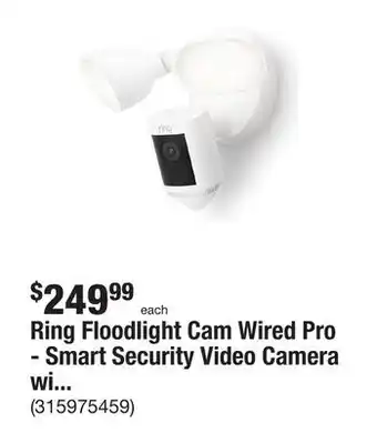 The Home Depot Ring floodlight cam wired pro - smart security video camera with 2 led lights, dual band wifi, 3d motion detection, white offer
