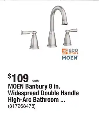 The Home Depot Moen banbury 8 in. widespread double handle high-arc bathroom faucet in spot resist brushed nickel (valve included) offer