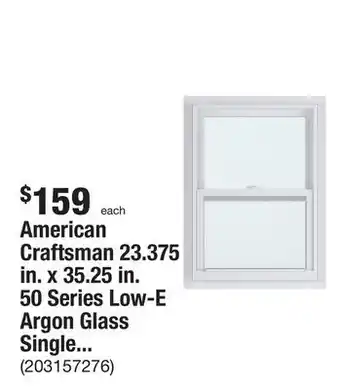 The Home Depot American craftsman 23.375 in. x 35.25 in. 50 series low-e argon glass single hung white vinyl fin window, screen incl offer