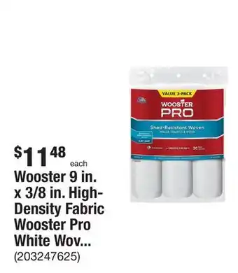 The Home Depot Wooster 9 in. x 3/8 in. high-density fabric wooster pro white woven roller cover applicator/tool (3-pack) offer