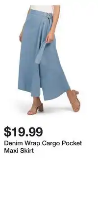 TJ Maxx Denim wrap cargo pocket maxi skirt offer