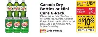 ShopRite Bottles or mini cans 6- pack offer