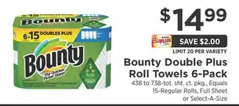 ShopRite Double plus roll towels 6-pack offer