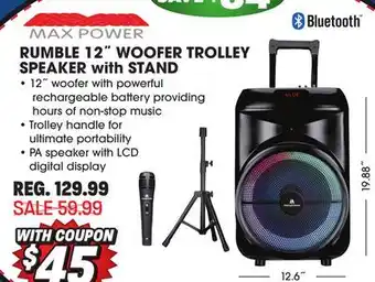 Big 5 Max power rumble 12 woofer bluetooth trolley speaker with stand offer