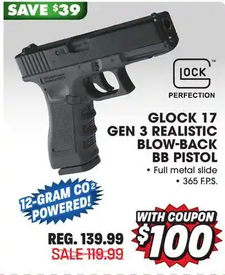 Big 5 Umarex glock 17 gen 3 realistic blow-back bb pistol offer