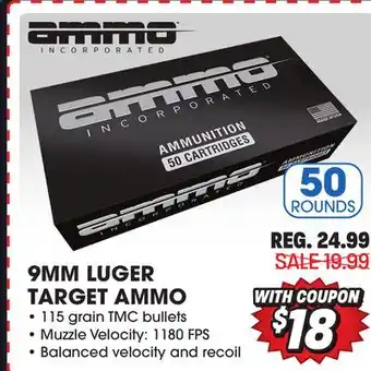 Big 5 Ammo, inc. 9mm luger target ammo offer