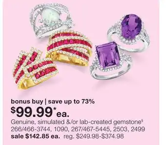 JC Penney Genuine, simulated &/or lab-created gemstone§ offer