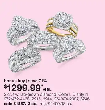 JC Penney 2 ct. t.w. lab-grown diamond‡ color i, clarity i1 offer