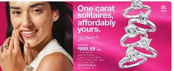 JC Penney 1 ct. lab-grown diamond solitaire‡ color g-j, clarity si2-i1 offer