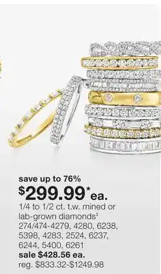 JC Penney 1/4 to 1/2 ct. t.w. mined or lab-grown diamonds‡ offer