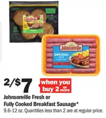 Meijer Johnsonville fresh or fully cooked breakfast sausage offer