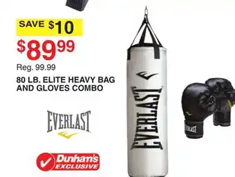 Dunham's Sports Everlast 80 lb. elite heavy bag and gloves combo offer