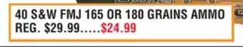 Dunham's Sports 40 s & w fmj 165 or 180 grains ammo offer