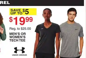 Dunham's Sports Under armour men's or women's tech tee offer