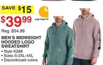 Dunham's Sports Carhartt men's midweight hooded logo sweatshirt offer