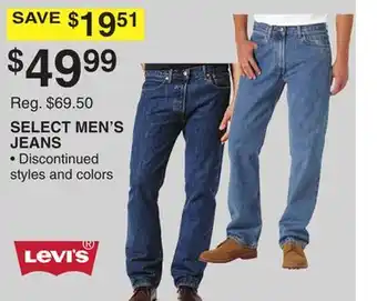 Dunham's Sports Levis select men's jeans offer
