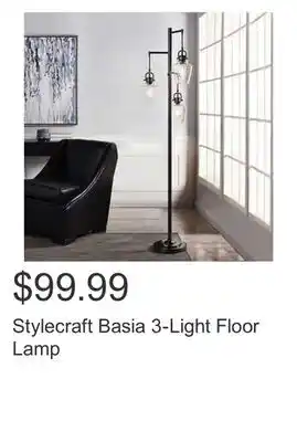Costco Stylecraft basia 3-light floor lamp offer