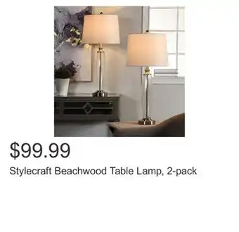 Costco Stylecraft beachwood table lamp, 2-pack offer