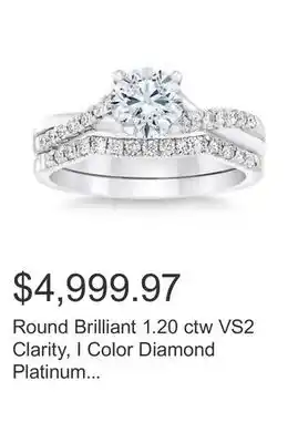 Costco Round brilliant 1.20 ctw vs2 clarity, i color diamond platinum wedding set offer