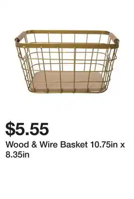 Five Below Wood & wire basket 10.75in x 8.35in offer