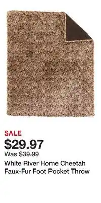 Cabela's White river home cheetah faux-fur foot pocket throw offer