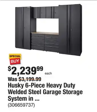 The Home Depot Husky 6-piece heavy duty welded steel garage storage system in black (128 in. w x 81 in. h x 24 in. d) offer