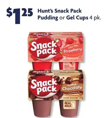 Family Dollar Hunt's snack pack pudding or gel cups offer