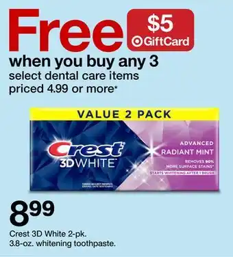 Target Crest 3d white 2-pk. 3.8-oz. whitening toothpaste offer
