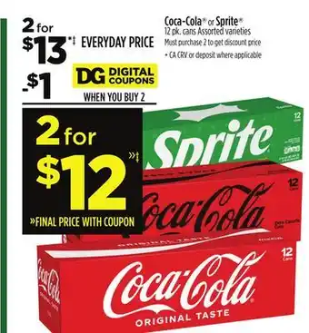 Dollar General Coca-cola or sprite offer