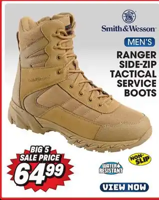 Big 5 Smith & wesson ranger side-zip water resistant men's tactical service boots offer