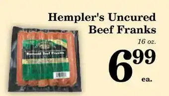 Harvest Foods Hempler's Uncured Beef Franks offer