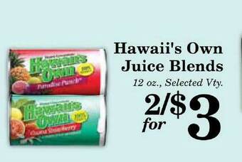 Harvest Foods Hawaii's Own Juice Blends offer