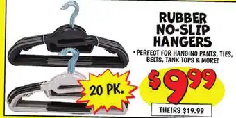 Ollie's Rubber no-slip hangers offer
