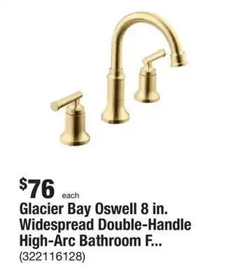 The Home Depot Glacier bay oswell 8 in. widespread double-handle high-arc bathroom faucet in matte gold offer