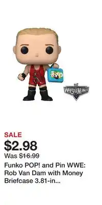 Game Stop Funko pop! and pin wwe: rob van dam with money briefcase 3.81-in vinyl figure gamestop exclusive offer