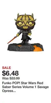Game Stop Funko pop! star wars red saber series volume 1 savage opress 4.52-in vinyl bobblehead gamestop exclusive offer