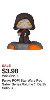 Game Stop Funko pop! star wars red saber series volume 1: darth sidious glow-in-the-dark bobblehead gamestop exclusive offer