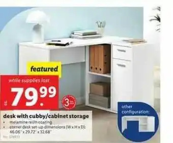 Lidl Desk With Cubby-cabinet Storage offer