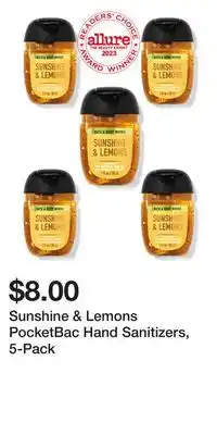 Bath & Body Works Sunshine & lemons pocketbac hand sanitizers, 5-pack offer