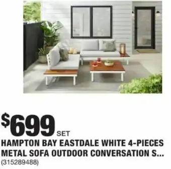 The Home Depot Hampton Bay Eastdale White 4-Pieces Metal Sofa Outdoor Conversation Set offer