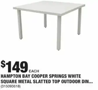The Home Depot Hampton Bay Cooper Springs White Square Metal Slatted Top Outdoor Dining Table offer